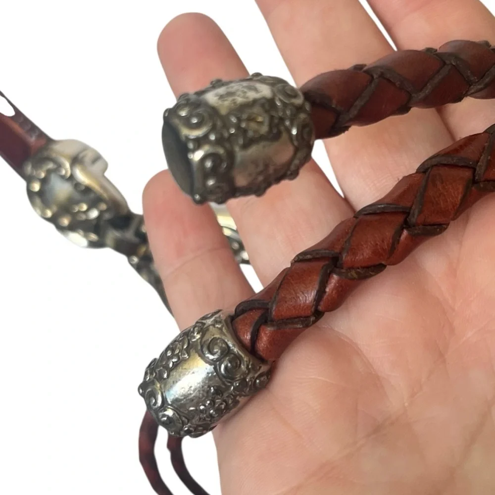 Vintage 90s Brown Double Braided Leather Belt Western Size Small / Medium